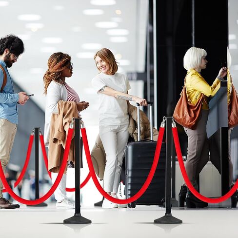 4 Pack Stanchion Post with Velvet Ropes (Weighted Base), Crowd Control Barriers, Red Carpet Runner Poles, Queue Poles for Party, Movie Theater in Saudi Arabia