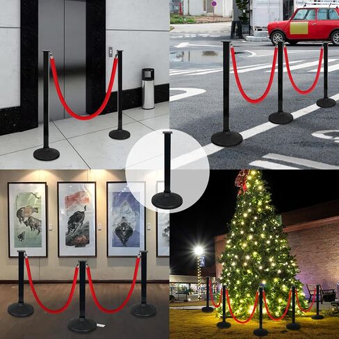 4 Pack Stanchion Post with Velvet Ropes (Weighted Base), Crowd Control Barriers, Red Carpet Runner Poles, Queue Poles for Party, Movie Theater in Saudi Arabia