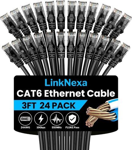 Cat 6 Ethernet Cable 16 ft, 10Gbps Snagless Short (Cat 6 Cable, Cat6 Network Cable, Internet Cable) in Black in Saudi Arabia