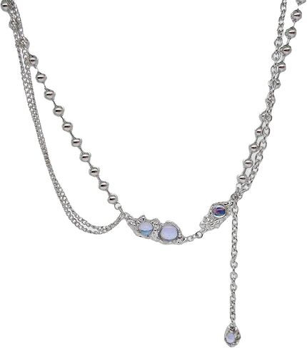 Irregular Necklace for Women Y2k Zircon Splice Necklace Collar Chain Hip Hop High Grade Fashion Gift Girl 17.7 Inch in Saudi Arabia