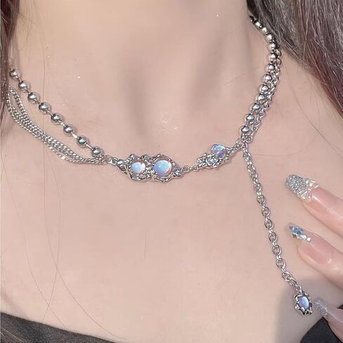 Irregular Necklace for Women Y2k Zircon Splice Necklace Collar Chain Hip Hop High Grade Fashion Gift Girl 17.7 Inch in Saudi Arabia