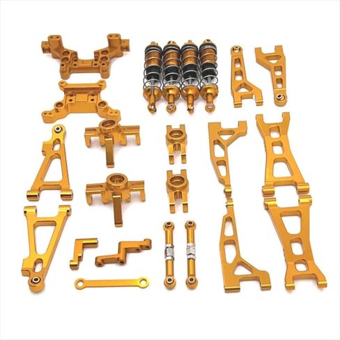 25PCs Set for Hyper Go H16BM Parts, Shock Absorber Shock Tower Swing Arm Aluminum Upgrade Kit for MJX Hyper Go H16BM H16GT H16DR 16207-16210 Jetwood JC16EP 1/16 Scale RC Car (Gold) in Saudi Arabia
