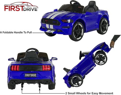 Mustang - Ride on Car - Electric Car for Kids - Kids Car with Parent Remote, MP3 Music Playback, AUX Port, Spring Suspension, LED Lights, Rear Wheel Drive, for Boys/Girls (Blue) in Saudi Arabia