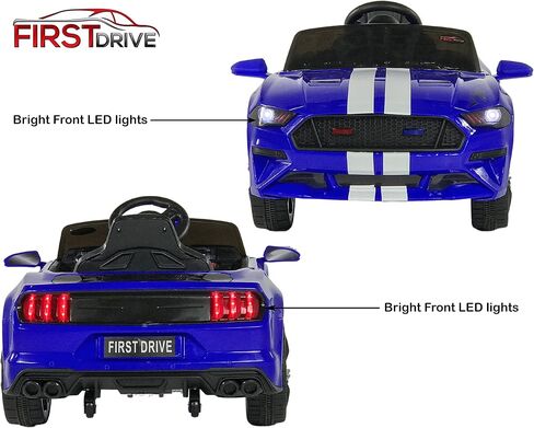Mustang - Ride on Car - Electric Car for Kids - Kids Car with Parent Remote, MP3 Music Playback, AUX Port, Spring Suspension, LED Lights, Rear Wheel Drive, for Boys/Girls (Blue) in Saudi Arabia