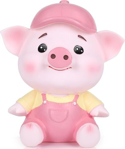 H&W Adorable Large Capacity Piggy Bank - Cute Shatterproof Coin Money Box for Kids - Holds Up to 800 Coins (Blue) in Saudi Arabia