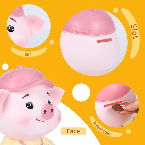 H&W Adorable Large Capacity Piggy Bank - Cute Shatterproof Coin Money Box for Kids - Holds Up to 800 Coins (Blue) in Saudi Arabia