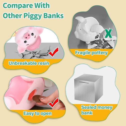 H&W Adorable Large Capacity Piggy Bank - Cute Shatterproof Coin Money Box for Kids - Holds Up to 800 Coins (Blue) in Saudi Arabia