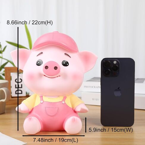 H&W Adorable Large Capacity Piggy Bank - Cute Shatterproof Coin Money Box for Kids - Holds Up to 800 Coins (Blue) in Saudi Arabia