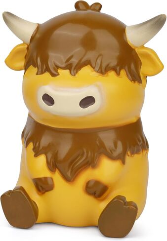 Highland Cow Piggy Bank for Kids, Small Piggy Bank Unbreakable Resin Kids Coin Money Bank, Great Birthday for Boys Girls and Toddlers Home Decor, 5 Inch in Kuwait