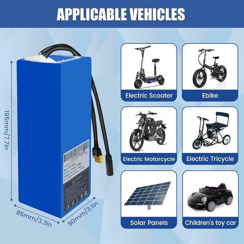 36V 10ah Lithium Battery for Electric Bicycle ، 36V ebike Battery with XT60 Connector ، 42V2a Charger ، PVC Warp for DIY (ZBL-36V10AH) in Saudi Arabia