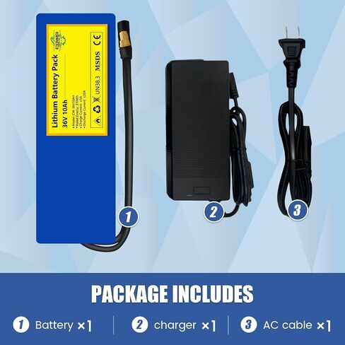 36V 10ah Lithium Battery for Electric Bicycle ، 36V ebike Battery with XT60 Connector ، 42V2a Charger ، PVC Warp for DIY (ZBL-36V10AH) in Saudi Arabia