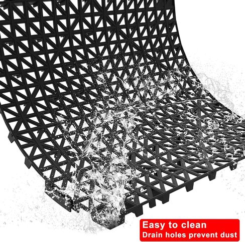 16 PCS Modular Interlocking Cushion, Interlocking Rubber Floor Tiles Rubber Mats Drainage Mat with Hole, Non Slip Pool Deck Mat Outdoor 10" x 10" for Drain Deck Pool Patio Balcony Shower Kitchen,Black in Saudi Arabia