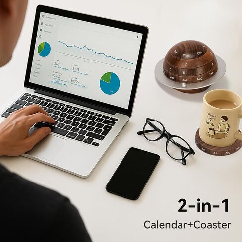 التقويم الخشبي الدوار - تقويم المكتب الكوكبي القابل للفصل الخشب ، التقويم الدائم الكروي لديكور المنزل والمكاتب ، فكرة هدية فريدة من نوعها (02 الجوز). in Saudi Arabia