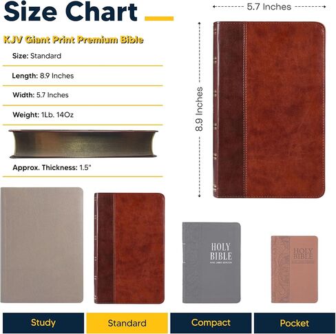 Personalized KJV Holy Bible Faux Leather Premium Holy Bible | Giant Print | Words of Christ in Red | Custom Name at The Lower Right Side | Gift for Christian & Religious Celebrations | Brown in Saudi Arabia
