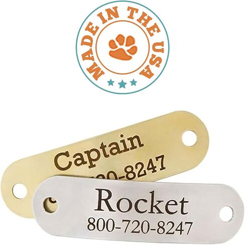 DogIDs Custom Personalized Stainless Steel Rivet-On Dog Collar Nameplates Noiseless Suitable for Dogs ID Tag with Name and Number - for 3/4 Inch Wide Collars in Saudi Arabia