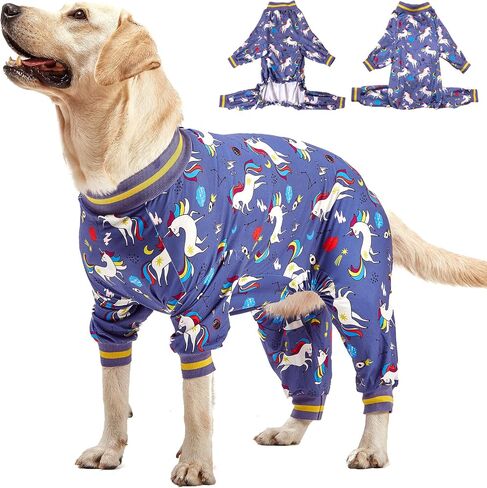 Lovinpet كبير سلالة الكلب الكلب من الملابس ، نحيفة النحافة/متماسكة ، صاروخ يونيكورن طباعة رمادية ، راحة للحيوانات الأليفة ، رعاية الجرح/ما بعد الجراحة قميص الكلب الكبير ، حماية الأشعة فوق البنفسجية ، التوقف عن الكلاب ، 2XL in Kuwait