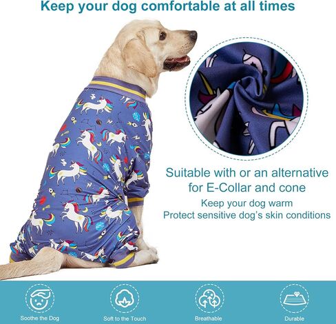 Lovinpet كبير سلالة الكلب الكلب من الملابس ، نحيفة النحافة/متماسكة ، صاروخ يونيكورن طباعة رمادية ، راحة للحيوانات الأليفة ، رعاية الجرح/ما بعد الجراحة قميص الكلب الكبير ، حماية الأشعة فوق البنفسجية ، التوقف عن الكلاب ، 2XL in Kuwait