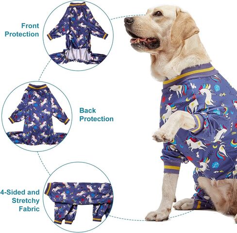 Lovinpet كبير سلالة الكلب الكلب من الملابس ، نحيفة النحافة/متماسكة ، صاروخ يونيكورن طباعة رمادية ، راحة للحيوانات الأليفة ، رعاية الجرح/ما بعد الجراحة قميص الكلب الكبير ، حماية الأشعة فوق البنفسجية ، التوقف عن الكلاب ، 2XL in Kuwait