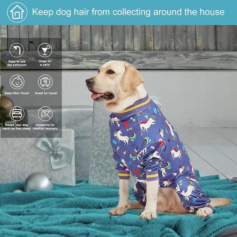 Lovinpet كبير سلالة الكلب الكلب من الملابس ، نحيفة النحافة/متماسكة ، صاروخ يونيكورن طباعة رمادية ، راحة للحيوانات الأليفة ، رعاية الجرح/ما بعد الجراحة قميص الكلب الكبير ، حماية الأشعة فوق البنفسجية ، التوقف عن الكلاب ، 2XL in Kuwait