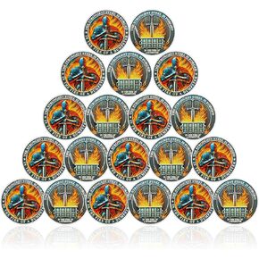 CHURYUML 20Pcs Knight Dumpster Fire Challenge Coin Set - Motivational Pocket Token, Funny Inspirational Office Gifts for Coworkers Colleagues Men Women Unique Workplace Memorabilia Resilience Coins