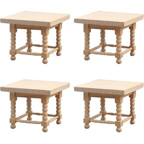 ERINGOGO 4pcs Mini Furniture Model Wooden Dollhouse Furniture Miniature Tea Table Miniature Dollhouse Accessories Mini House Layout Decor End Table Figurine Mini House Supplies Coffee Table Side Table