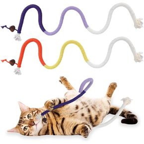 2 Pcs Cat Rope Chew Toys Bite Resistant Chewing Rope Indoor Cats Teeth Cleaning Toy 27.56 Inches Interactive Biting Nip Pet Supplies for All Age Breeds