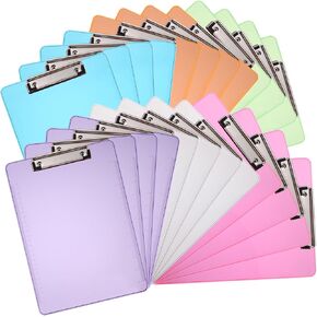 24 Pack Plastic Clipboards 12.5 x 9 Inch Colored Clipboards Bulk Low Profile Clip Standard A4 Letter Size, Clipboard for Classroom and Office Use