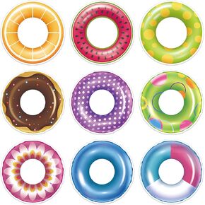 45 PCS قواطع صيفية لزخارف الفصول الدراسية ، حلقات السباحة الصيفية قطع الورق للفصول الدراسية المدرسية DIY الحرف الحرف المنزلية الألواح الجدار Aloha Hawaiian Beach Party Decor