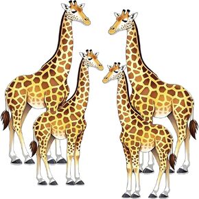 Epakh 4 Pcs Jointed Giraffe Cutouts Giant 50'' and 40'' H Giraffe Paper Cut Outs Large Size Crafts Animals Decoration for Theme Wall Decor Photo Prop School Classroom Projects Supplies