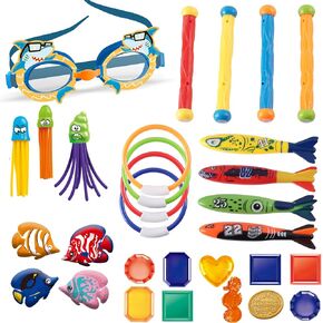 مجموعة الغوص في Little Froggy Kid مع 30 جهاز كمبيوتر Diving Toy Kit مثاليين للمسبح والشاطئ والحدائق المائية ، للتدريب على السباحة وألعاب المياه للأولاد الذين تتراوح أعمارهم بين 3 و 12 عامًا (سمك القرش) in Kuwait