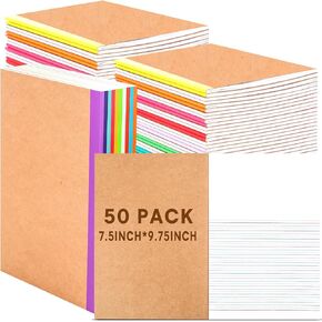 Fainne 50 Pack Kraft Composition Notebooks Ruled Lined Blank B5 Journals Notebooks Bulk Soft Cover Kraft Composition Notepad 100 Pages College Travel Journals for Students Teachers Classroom