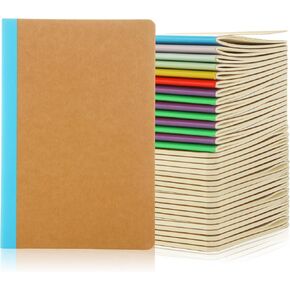 MIVIDE 48 Pack A5 Kraft Notebooks, Colourful Spine Lined Journal Bulk Pack 8.3 x 5.5 inch Notebooks 60 Pages, Travel Notebooks for Writing, Making Plans, School Office Supplies