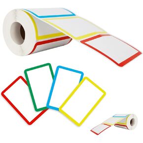 Plain Name Tag Stickers Colorful Border Name Tag Labels, 3.5" x 2.25"Colors 500 Pcs Blank Tag Labels with Perforated Line for School Office Home