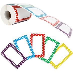 Plain Name Tag Stickers Colorful Border Name Tag Labels, 3.5" x 2.25"Colors 500 Pcs Blank Tag Labels with Perforated Line for School Office Home in Kuwait