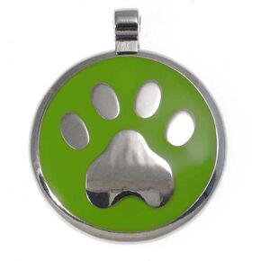 LuckyPet Paw Print Enamel Jewelry Pet ID Tag for Dogs and Cats, Personalized Engraving on The Back Side, Large (1 & 3/16 inches), Pink