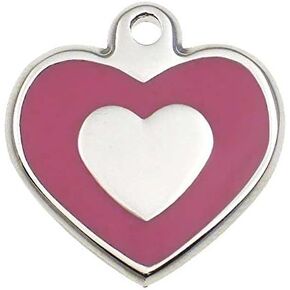 LuckyPet Pet ID Tag - Stainless Steel Heart Jewelry Tag- Custom Engraved cat & Dog ID Tags. Size: Small, Color: Pink