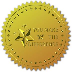 CRASPIRE 100pcs Gold Foil Certificate Seals - You Make The Difference Embossed Gold Certificate Seals 2" Round Self Adhesive Embossed Stickers for Invitations, Graduation, Monograms