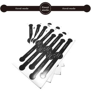 100PCS(20Sheets) Handmade Food Baking Seal Stickers Black Long Strip Baked Sealing Labels Self Adhesive Sticker for Baking Craft Arts Food Food Retail Package
