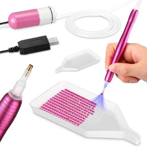 Lasnten Electric Diamond Painting Pen Vacuum Diamond Art Pen with Storage Tray Art Accessories Tools for Adults DIY Painting Accessories