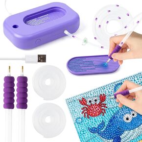 GQIRIL Electric Diamond Painting Pen - Vacuum Art Pen Kit for Adults, Adjustable Suction Art Paint Tool with Storage Tray, Painter Diamond Electric DIY Accessories Tool Set Without Wax (Purple) in Kuwait