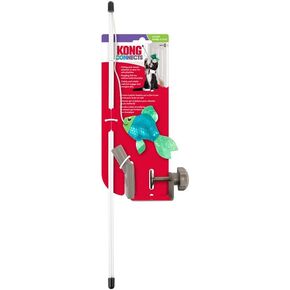 KONG Connects Angler Door Teaser - Wand Fishing Pole with Plush Crinkle Fish Filled with Catnip - Cat Toy