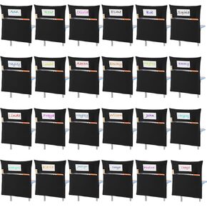 Sanwuta 48 Pack Chair Pockets for Classroom - Book Organizer for Chairback with Name Tag Slot for Kindergarten Primary School Students & Home School Use (15 x 16 Inch,Black)