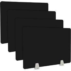 4 Pack Acoustic Desk Divider Deplition قسم 16 × 24 "قف بخصوصية مكتب خصوصية مكتب بذقي مع المشابك ، مقسم مكتب أكريليك لمنطقة استقبال الطالب مكتب