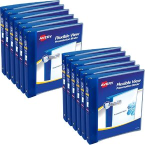 Avery® Flexible View 3 Ring Binder, 1" Round Rings, Blue, Pack Of 12 Binders
