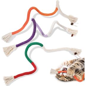 3 PCS Cotton Rope Chew Ropes Cat Toys Safe Interactive Cat Rope Teeth Cleaning Toy Handmade Kitten Nip Toys Cats String for Bored Indoor Cats Pet Accessories Supplies 27 Inches