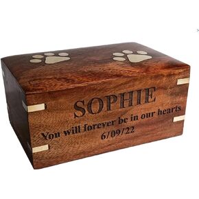 Rosewood Pet Urn for Dog Ashes - Personalized Wooden Urn for Ashes - Memorial Keepsake Funeral Cremation Urn Box (X-Small: 5 X 3 X 2-10Lbs Or 4.5Kg, Personalized)