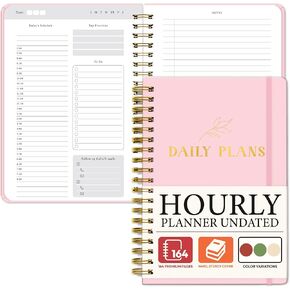 Undated Weekly Planner—Aesthetic Weekly Goal Planner with Notes, To-do List, Habit Tracker | Spiral Daily and Organizer Notebook for Work and Productive Planning, Pink