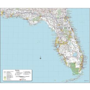 MapSherpa: Florida State Wall Map - 24.5 x 29 inch Poster - Front Lamination