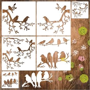 Large Bird Stencils for Painting on Wall Wood, Nature Extra Large Bird Stencils for Crafts Walls Reusable Wood Burning Drawing Art Paint for Card Making Canvas Furniture (birds6)
