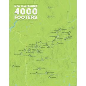 New Hampshire 4000 Footers Map 11x14 Print (Sage)